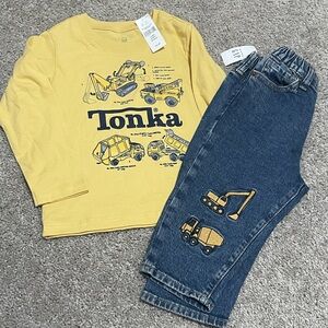 GAP Baby Yellow Graphic Tee with Denim Detail